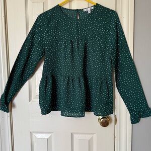 Moa Moa Teal Blouse with White Dots